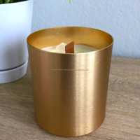 Bougeoir rond en laiton personnalisé 8Oz 10Oz 12Oz Récipient en métal doré pour Noël Récipient en métal de luxe pour la fabrication de bougies