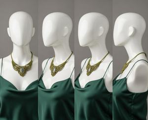 สร้อยคอไข่มุกเทียมลายดอกไม้สไตล์มินิมอลสำหรับงานปาร์ตี้ ประดับด้วยพลอยสีเขียวธรรมชาติ งานแฮนด์เมดสไตล์ชนเผ่า - Product Image 3