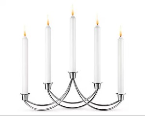 Candelabro de Acero Inoxidable de 5 Brazos, Portavelas Moderno de Metal, Elegante Centro de Mesa para Comedor, Bodas y Hogar - Product Image 1