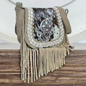 <b>Boho</b> Western Designer Hand Tooled Genuine Leather Fringe <b>Bag</b> Shoulder Leather Handbag With Fringe Suede Perfect for Women's - Product Image 4