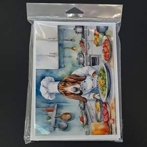 Lunatique A7 Taille 5x7 Basset Hound Chef Cartes vierges Lot de 8 avec enveloppes pour salutations - Product Image 3