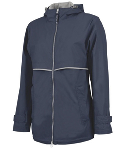 Veste de randonnée softshell bleu marine à capuche pour femme, imperméable, manches longues, coupe classique, longueur normale, fermeture éclair, détails lumineux - Product Image 3