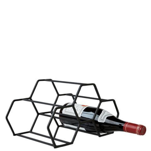 ชั้นวางไวน์โลหะพร้อมที่จับไม้ ความจุ 12 ขวด สไตล์โบราณ ตกแต่งบ้าน ตะกร้าเก็บของ ชั้นวางไวน์เหล็กทำมือ - Product Image 4