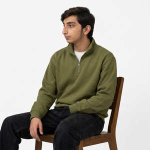 Sudadera Personalizada para Hombre con Cierre de Cremallera, Mezcla de Algodón y Felpa, Corte Holgado, Cuello Alto, Estilo Moderno Casual Urbano - Product Image 1