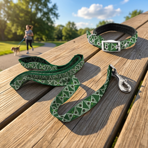 Ensemble collier et laisse pour chien en sangle de polyester doux, écologique, classique, imprimé, motif tendance, qualité professionnelle, pour la promenade des chiens - Product Image 4