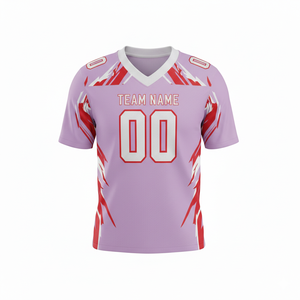 Maillot de football américain personnalisé imprimé par sublimation pour adultes, manches courtes, respirant, option grande taille, 100 % polyester, col en V - Product Image 3