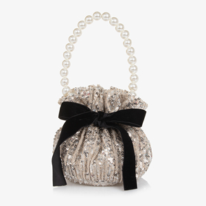 Trendy Luxury <b>Sequin</b> <b>Bag</b> with Drawstring Closure and Single Strap Elegant Velvet Bow - Product Image 1