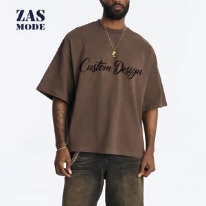 เสื้อยืดคอกลมแขนสั้นทรงบ็อกซี่ผ้าฝ้าย 100% สีพื้น พิมพ์โลโก้ตามสั่ง OEM รุ่นใหม่ล่าสุดสำหรับผู้ชาย สวมใส่สบายๆ - Product Image 1