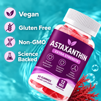 Gummies d'astaxanthine et de resvératrol en vrac, marque privée OEM, 24 mg, complément antioxydant pour la peau, anti-âge, soutien immunitaire