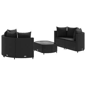 Set di 5 Divani Modulari da Giardino in Rattan PE Nero, Collezione di Divani da Esterno - Product Image 2