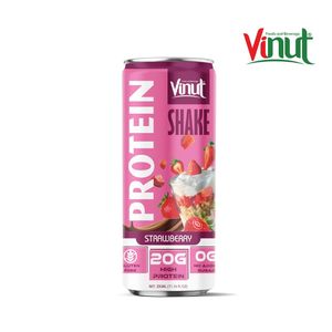 Café glacé à la fraise VINUT 330 ml (20 g de protéines, sans gluten, sans sucre, 24 canettes/plateau) OEM/ODM Marque privée Échantillon gratuit - Product Image 2
