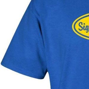 Camiseta Gráfica Azul Rey con Estampado Ovalado Amarillo, Manga Corta, Cuello Redondo, Informal, de Algodón, Unisex, Moda de Verano, Ropa para el Día a Día - Product Image 4