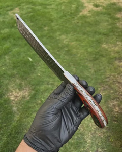 Couteau à découper ambidextre en acier Damas fait main, manche en Micarta, étui en cuir, couteau de survie en plein air, couteau à découper la viande, couteau de cuisine - Product Image 6