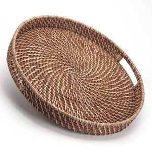 Wooden <b>Round</b> Eco-Friendly Deluxe Serving <b>Tray</b> Set for Living Room Dining <b>Table</b> & Decorative Coffee <b>Table</b> Use 2 Countertop <b>Trays</b> - Product Image 4