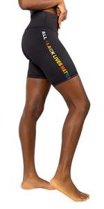 Pantalones Cortos Deportivos de Cintura Baja para Mujer, Negros, de Spandex/Algodón, con Estampado Floral, Cintura Elástica con Cordón Ajustable, Secado Rápido - Product Image 2