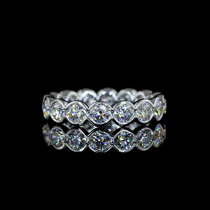 Anillo de Boda de Diamantes Cultivados en Laboratorio con Engaste de Bisel Completo, Oro 10K/14K/18K, Plata 925/935, Bañado en Rodio, Aniversario, Compromiso - Product Image 1