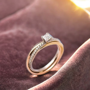 Anillo de Diamante Solitario Natural de 1.00 Ct, Corte Princesa, Banda Trenzada, Oro Amarillo de 14k, Estilo Moderno para Compromiso, Boda, Regalos para Fiestas - Product Image 2