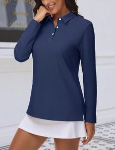 Camisas Polo de Manga Larga para Mujer, Tops Casuales con Cuello y Botones, Camiseta de Algodón para Trabajo - Product Image 3