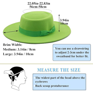Chapeau Canotier Vert Néon Vibrant Élégant à Large Bord et Dessus Plat, Chapeau Fedora en Feutre pour Hiver, Fête à la Plage, Extérieur, Style Panama - Product Image 5