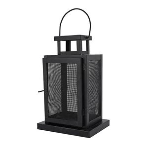 Lanterne en fer noir avec panneau en maille et porte-bougie pour la décoration de la maison, utilisation pour les mariages, design résistant à la chaleur - Product Image 4