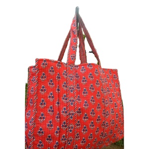 Bolso Tote de Algodón Acolchado Rojo Sólido con Diseño Reversible, Elegante y Espacioso, para Uso Diario de Mujer, Estilo Bohemio para Otoño - Product Image 1
