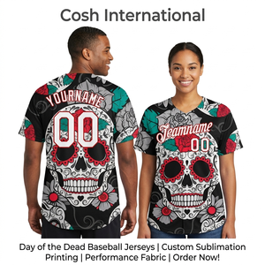Camiseta con estampado de calavera de azúcar impresa en 3D |   Jersey de Béisbol Sublimado Personalizado, Ropa Deportiva Transpirable de Malla para Equipos - Product Image 1