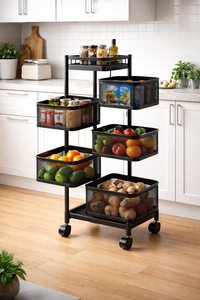 Estante de Almacenamiento de Cocina Moderno, Plegable, Móvil, de Metal Ligero y Giratorio, de Múltiples Niveles, OEM/ODM Vietnam EDPRMS000 - Product Image 5