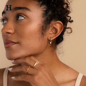 Luxury Pear Cut Huggie Hoop <b>Earrings</b> 14K Gold Teardrop Diamond Dangle Charm <b>Earrings</b> for Women <b>Fine</b> Jewelry - Product Image 3