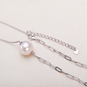 Collier en argent pur S925 avec perle d'eau douce, chaîne croisée, collier de connexion, vente en gros de bijoux Zhuji - Product Image 4
