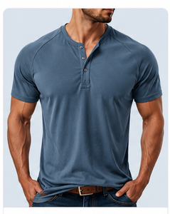 Camiseta de Punto para Hombre, Cuello en V, Color Gris Oscuro, Manga Corta, Transpirable, de Secado Rápido, Estilo Safari, Corte Regular, Largo Regular - Product Image 5