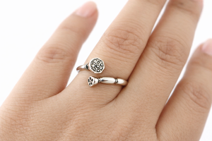 925 Sterling Silver Lotus Paw Print <b>Adjustable</b> <b>Ring</b> – Handmade Dainty Jewelry Gift - Product Image 2