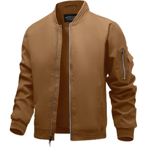 Blouson Bomber Homme à Fermeture Éclair, Col Montant, Coupe-Vent, Vêtement d'Extérieur Décontracté, Couleur Unie, Matière Polyester, Automne - Product Image 3