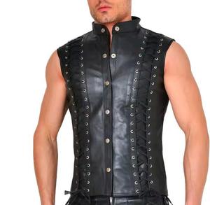 New Solid Color Breathable Custom Colored Men's Leather <b>Vest</b>, Made in Pakistan Factory, Men's Leather <b>Vest</b> - Product Image 1