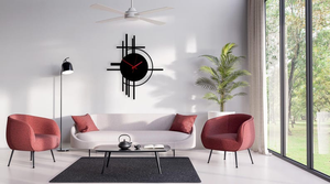 Horloge murale géométrique moderne en métal, horloge ronde noire abstraite, horloge design contemporaine, art mural décoratif pour salon, chambre à coucher - Product Image 3