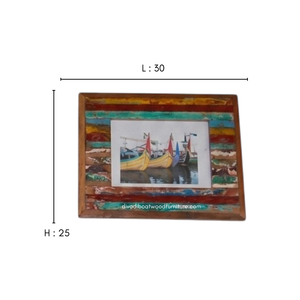 Handmade Creative Horizontal Unique Photo <b>Frame</b> Reclaimed Boat Wood Eco-Friendly Durable Original Color <b>Wall</b> Home Decor Vintage - Product Image 1