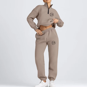 Conjuntos de chándal de dos piezas para mujer, sudadera de forro polar, pantalones ajustados, trajes deportivos, chándal de punto estampado para mujer - Product Image 5