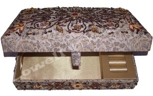 Handmade Eco-Friendly <b>Rectangular</b> Embroidered Wood Box with Brocade Foundation Floral Design Gift Box Home Decoration Accessory - Product Image 2