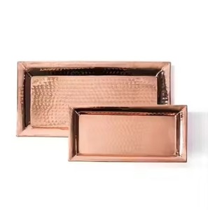 Designer <b>Copper</b> Serving Tray Stylish Dining Platter for Serving Snacks Tea Coffee Drinks in Home Kitchen and Dining <b>Table</b> - Product Image 1