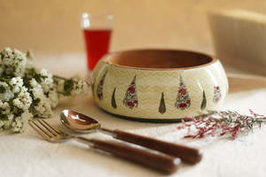 VeloraCraft - Tazón de Madera Esmaltada Artesanal, Diseño Bohemio Estampado de Primera Calidad para Frutas, Ensaladas, Bocadillos y Cenas Elegantes - Product Image 4