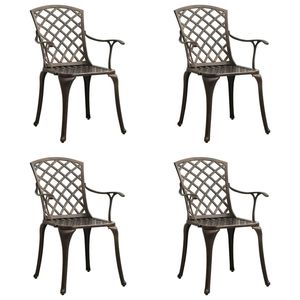 Set di 4 Sedie da Giardino in Alluminio Pressofuso Bronzato, Design Standard per Uso Esterno - Product Image 1