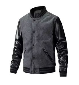 Veste universitaire Stonefield Manufacturing - 100% laine, col montant à capuche, patchwork sur le devant, imperméable, streetwear, vêtements d'extérieur pour l'hiver - Product Image 3