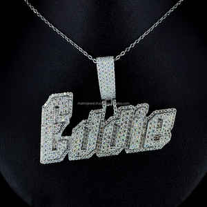 Pendentif de luxe en argent Sterling 925 Hip Hop glacé pendentif en diamant GRA certifié VVS Moissanite diamant bijoux fins pour hommes - Product Image 3