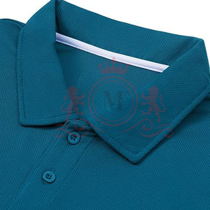 Professional Look Teal Blue Polo Shirt Performance Fabric <b>Classic</b> Collar Comfortable Short Sleeve Smart Casual Wear - Product Image 6