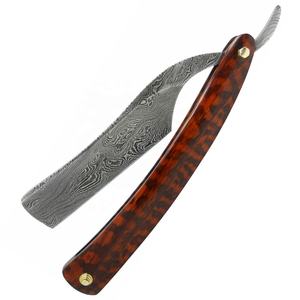 Maquinilla de afeitar plegable clásica de acero de Damasco, afeitadora de peluquero de borde recto con herramienta de afeitado de corte de garganta - Product Image 4