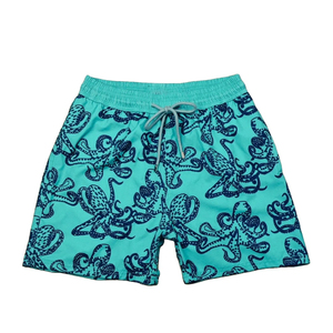 Shorts de bain décontractés pour hommes, bleu marine uni, à séchage rapide, respirants, en polyester/coton, avec cordon de serrage, taille mi-haute - Product Image 6