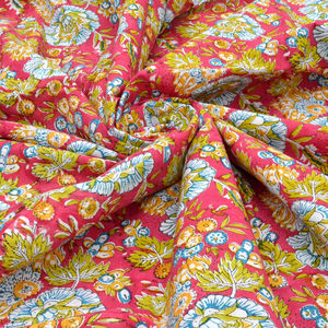 100% Soft and pure Cotton Floral Print Fabric for Clothing-Indian Robe for Dresses Curtains Sleepwear Toys Lightweight - Product Image 1