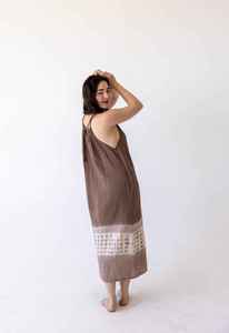 Bohemian Brown Tie Dye Cotton Long Dress Casual <b>Spaghetti</b> <b>Strap</b> Summer Vacation Sundress for women - Product Image 3