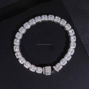 Pulsera de tenis de moissanita chapada en rodio con incrustaciones de diamantes, estilo hip hop, joyería para mujer, regalo para novia, cumpleaños y boda - Product Image 1