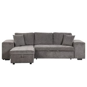 Divano Sezionale a L Reversibile da 265,7 cm con 3 Posti, Letto Estraibile, Chaise Longue con Contenitore e 2 Sgabelli - Arredamento Soggiorno - Product Image 6