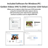 Kit de conversión de VHS a DVD para PC y Mac, convertidor de vídeo a digital para cintas VHS, VCR y videocámaras, incluye software de captura
